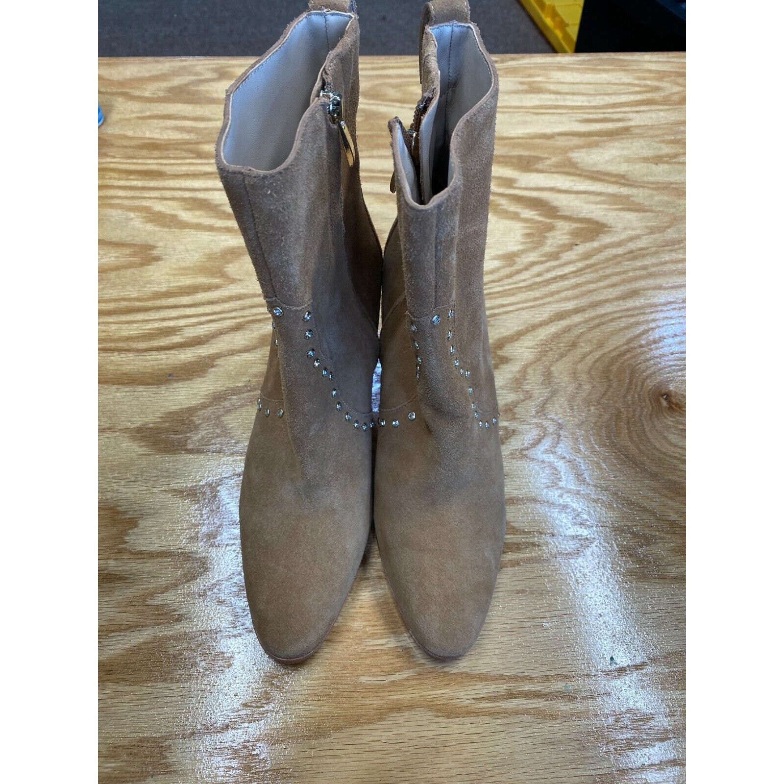 Paige Stiletto Boots Women's 8.5 Brown Leather Slip On Pointed Toe Bootie S13